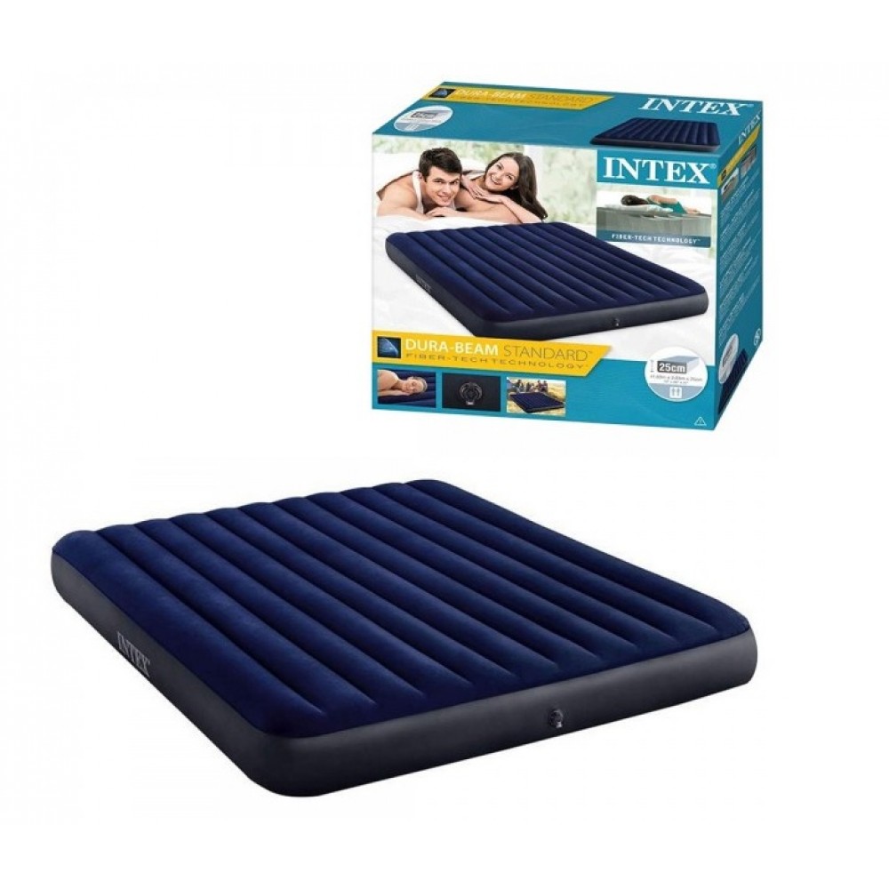 Велюр матрац INTEX 64759 синій 152*203*25см до 272кг  в кор-ці