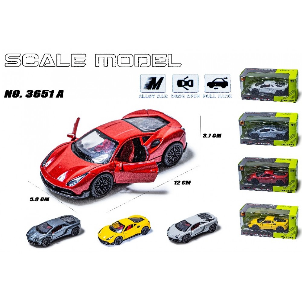 Машина металева SCALE MODEL 3651A  4 види в коробці 15 5х7х7см