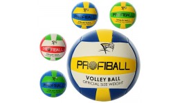 М`яч волейбольний EV 3159 PROFIBALL  офіц.розмір ПВХ 2мм 2шари 18панелей  260-280г 5кольорів