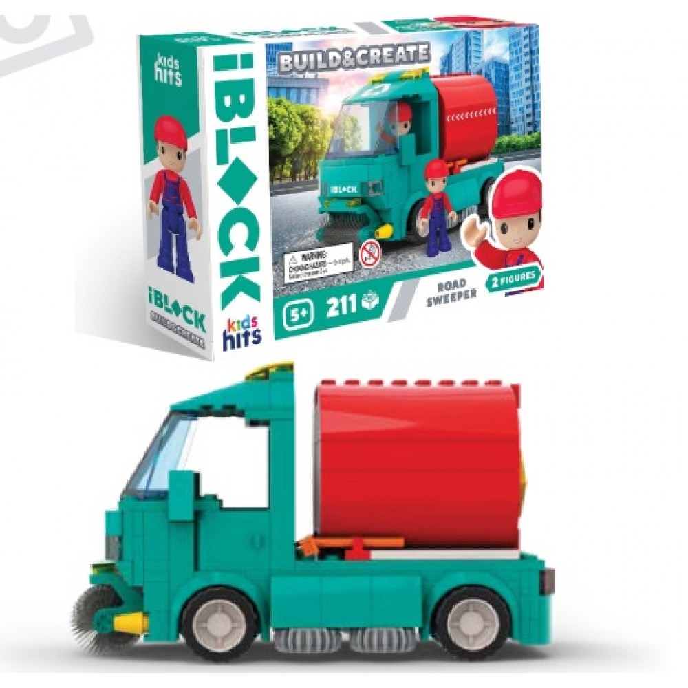 Конструктор Kids hits IBLOCK JUNIOR KH17/005/3 211дет.  Прибиральник доріг в кор.24х16х6см