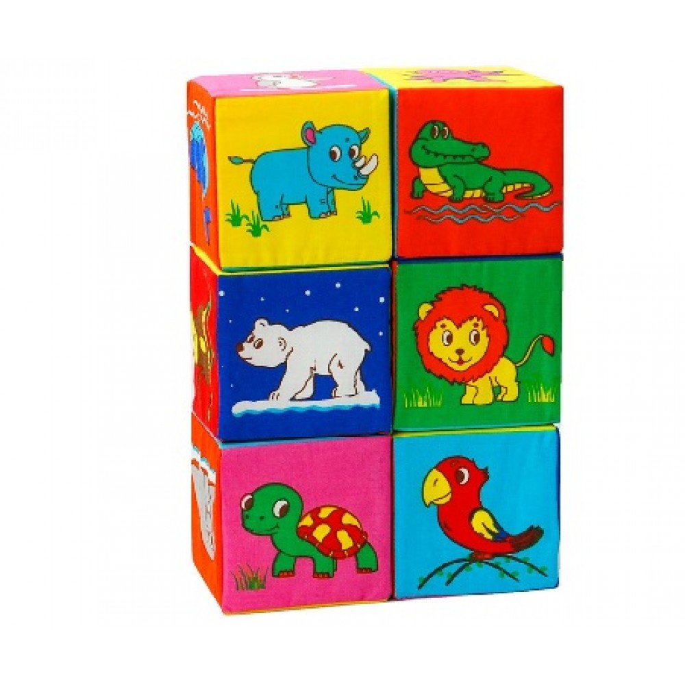Кубики тканина Зоопарк МС 090601-11 6шт в пакеті 24х16см