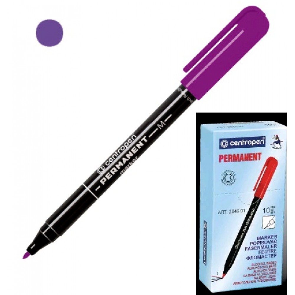 Маркер перманентний Centropen 2846-08 фіолетовий 1мм (10 штук в упаковці)