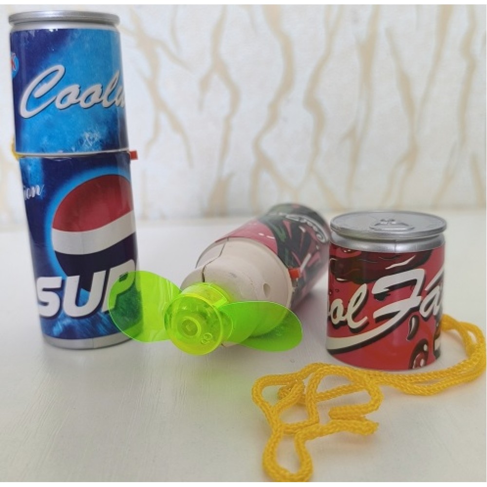 Вентилятор Coca Cola  Pepsi на батарейці  зі шнурком  в пакеті р.11 см