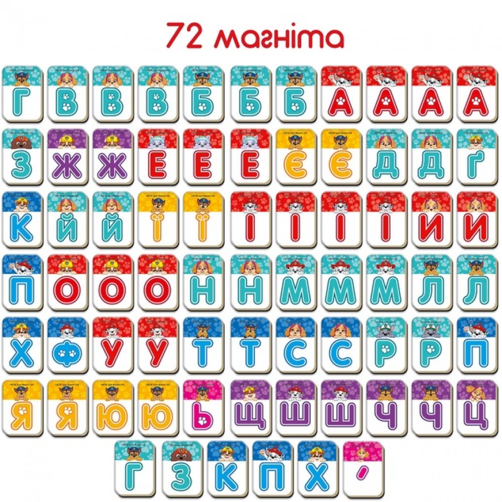 Набір магнітів Щенячий патруль Абетка ML4034-12 в коробці 18х13х3.5 см