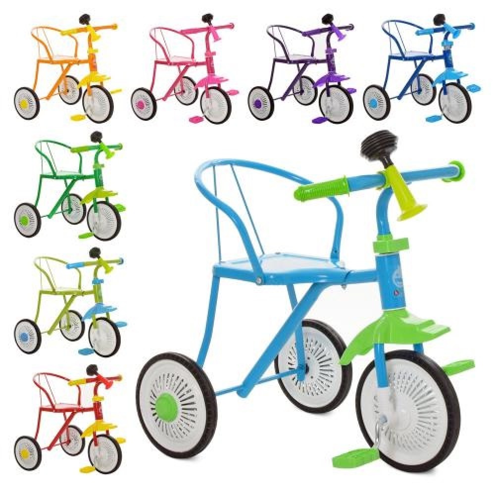 Велосипед 3 колеса М 5335 метал  6 кольорів  ручки гума  до 25 кг  розмір 48х41х54см