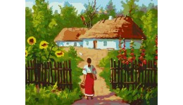 Картина по номерах Українські хатинки 40*50 см в коробці 10350-ACВ 22 кольори  3 рівень складн.