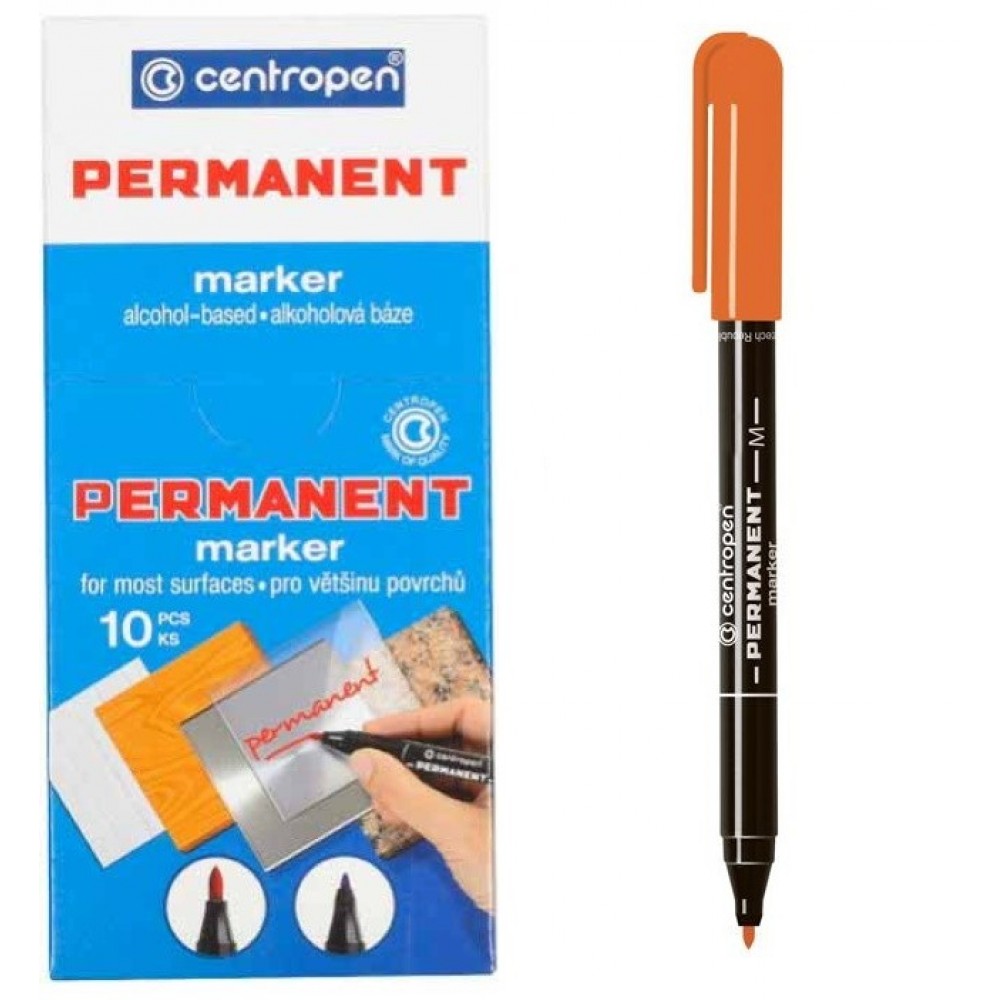 Маркер перманентний Centropen 2846-06 оранжевий 1мм (10 штук в упаковці)