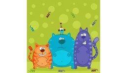 Картина по номерах дит.Strateg Різнокольорові коти 30х30 см 12 кольорів  3 рів.скл.(ES-0837)