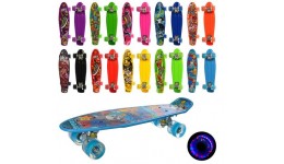 Скейт  PENNY BOARD  MS 0749-5 56-14см  колеса ПУ світло  малюнок  10 видів  розібр. в пак.