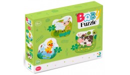 Пазл 3в1 300393 Сільські тварини (dodo) коробка 18-24-4см 1 пазл-2 ел 1 пазл-3 ел 1 пазл-4ел
