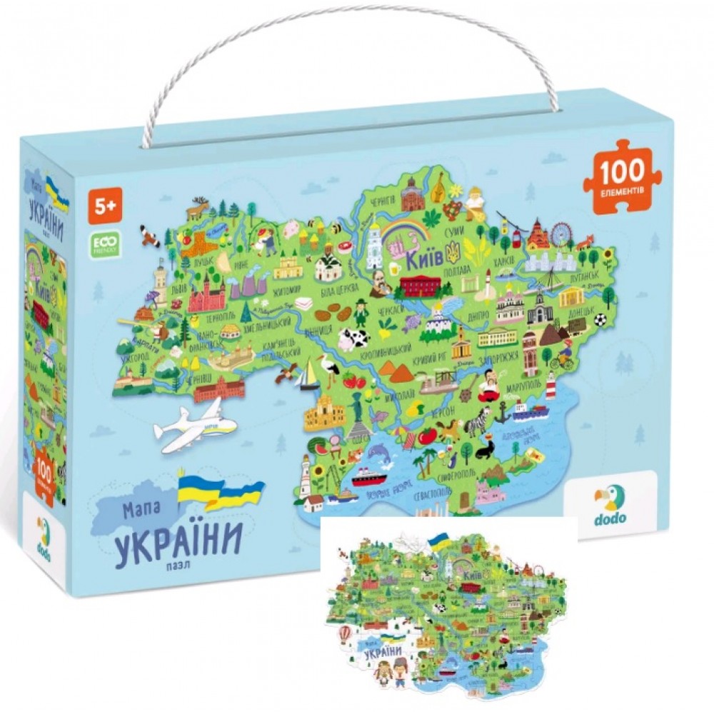 Пазл  100 ел 300267 Мапа України (dodo) Пазл розміром 46 на 64 см  карта України (1/16)