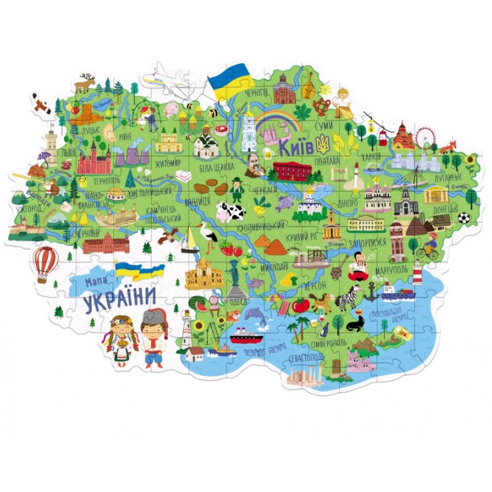 Пазл  100 ел 300267 Мапа України (dodo) Пазл розміром 46 на 64 см  карта України (1/16)