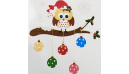 Картина по номерах дит. Сова на дереві з новорічними шарами HH6330  20х20 см 12акрил.ф. 1 р.скл