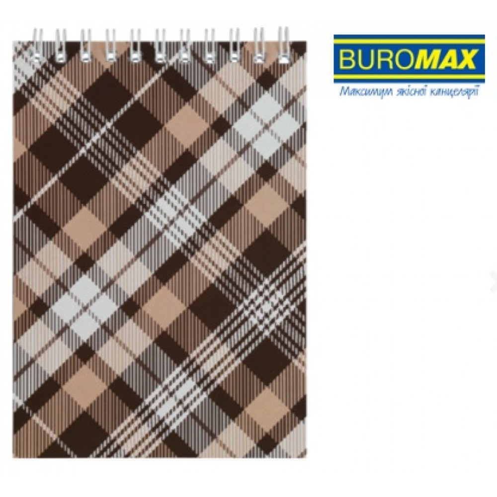 Блокнот А6 BUROMAX  48арк 2480-18  Shotlandka   клітинка  картонна обкладинка  коричневий(1/20)