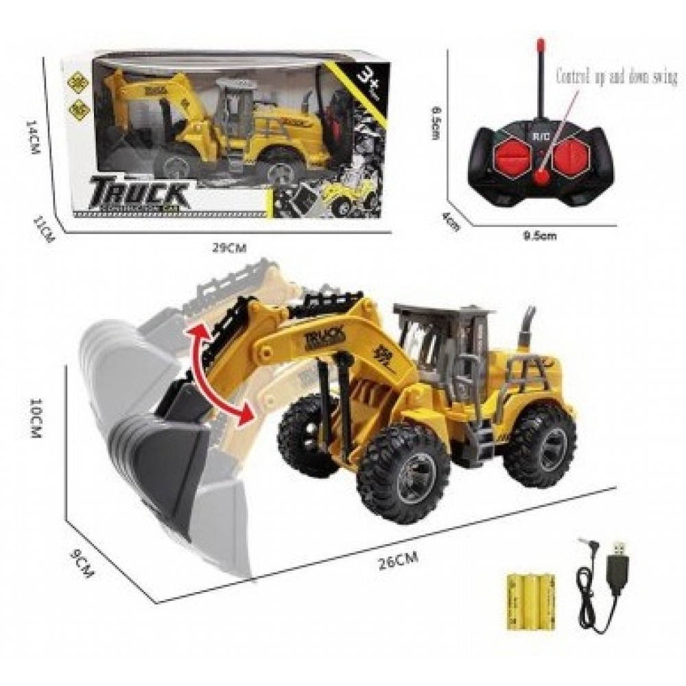 Трактор з ковшом на радіокеруванні SLGC26-20B/21B/22B/23B акум.USB.світ. в кор.29*11*14см