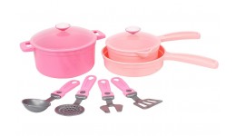 Набір посуду ТехноК  арт.0075 рожевий з прозорою кришкою