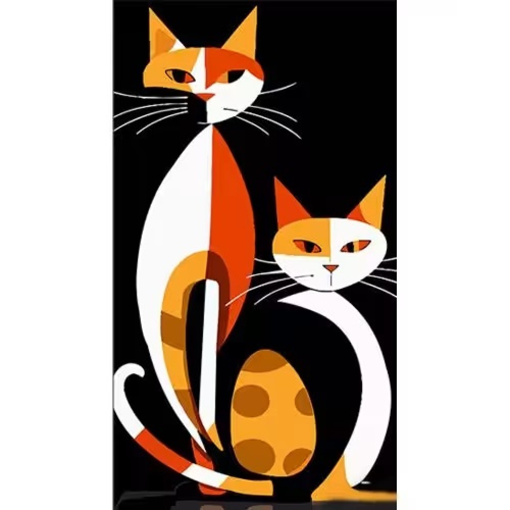 Картина по номерах SS1010 Геометричні коти в стилі сюрреалізму 30х40 см 9 кол. 3 рів.склад