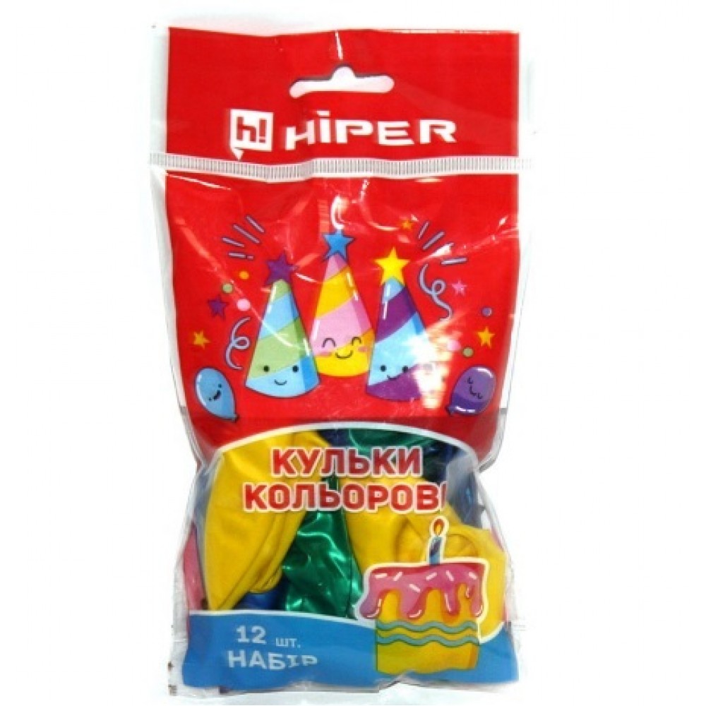Повітряні кульки мікс кольорів 12 шт. в упаковці ТМ Hiper