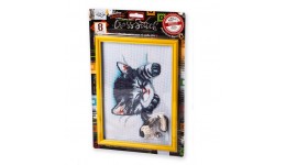 Вишивка хрестиком на канві CROSS STITCH VKB-01-04 Котик спить ТМ Danko toys(рос.мова на упаковц
