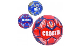 М'яч футбольний EN 3328 розмір 5  ПВХ  1 8мм  340-360г  3 види (країни)  у пакеті