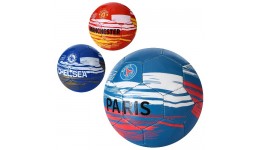 М'яч футбольний EV-3351 розмір 5  ПВХ 1 8мм  300г  3 види (клуби)  в пакеті