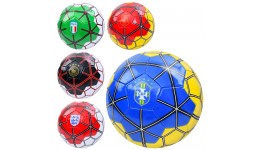 М'яч футбольний EV-3385 розмір 5  ПВХ 1 8мм  300-320г  5 видів (країни)  в пакеті