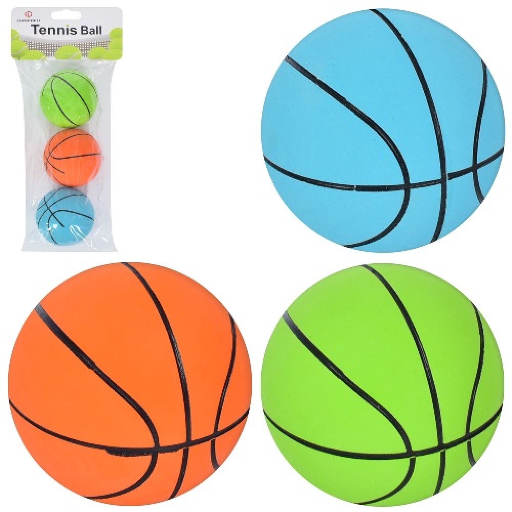 М`яч дитячий MS 3649 6 5см  баскетбол  гума  3 кольори  упаковка 3 шт пакеті