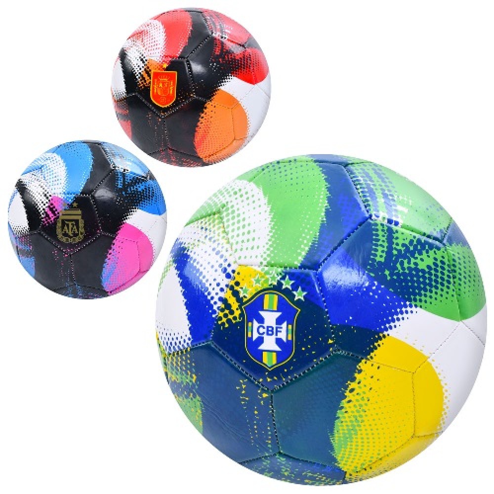 М`яч футбольний EV-3387 розмір 5  ПВХ 1 8мм  300-320г  3 види (країни)  в пакеті