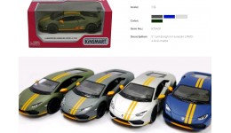 Машинка метал KINSMART KT5401W Lamborghini Huracan LP610-4 Avio Matte метал.инерц.откр.дв.4цв