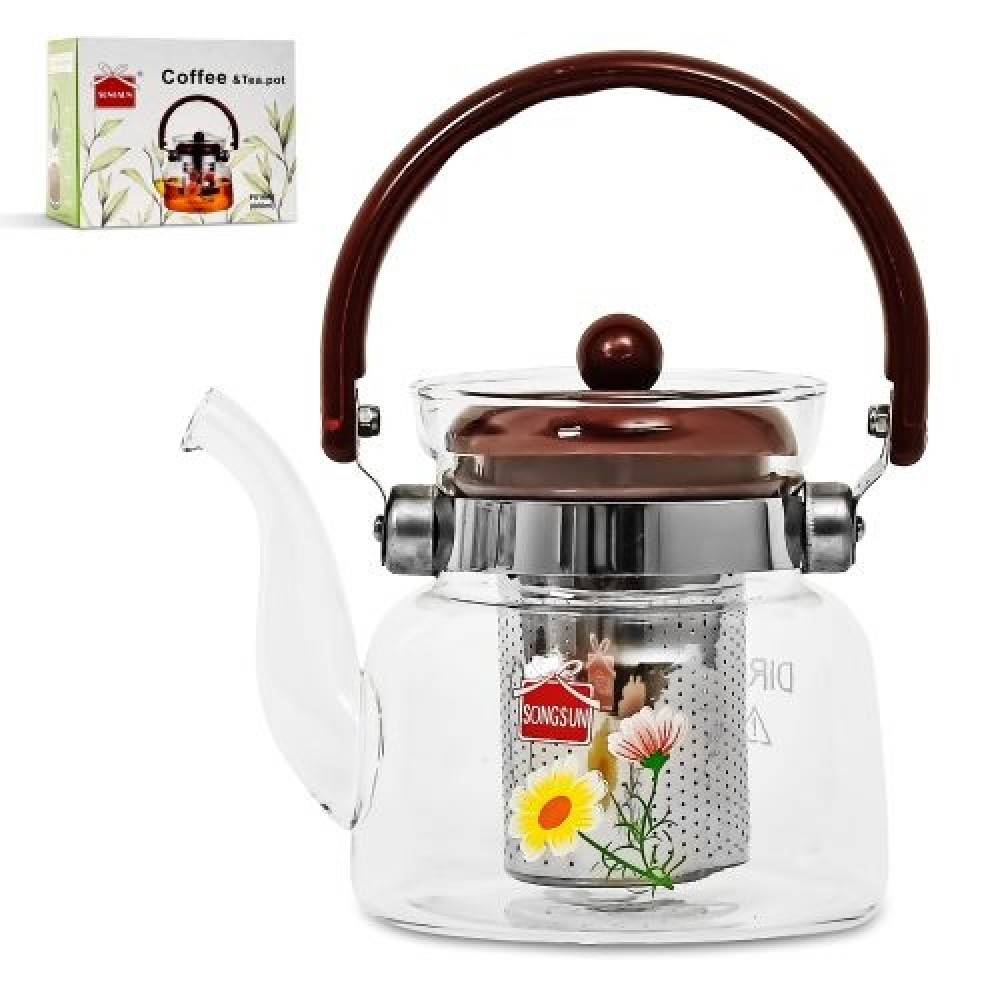 Чайник-заварник 600мл MS-0131 боросилікатне скло  неіржавіюча сталь  бакеліт