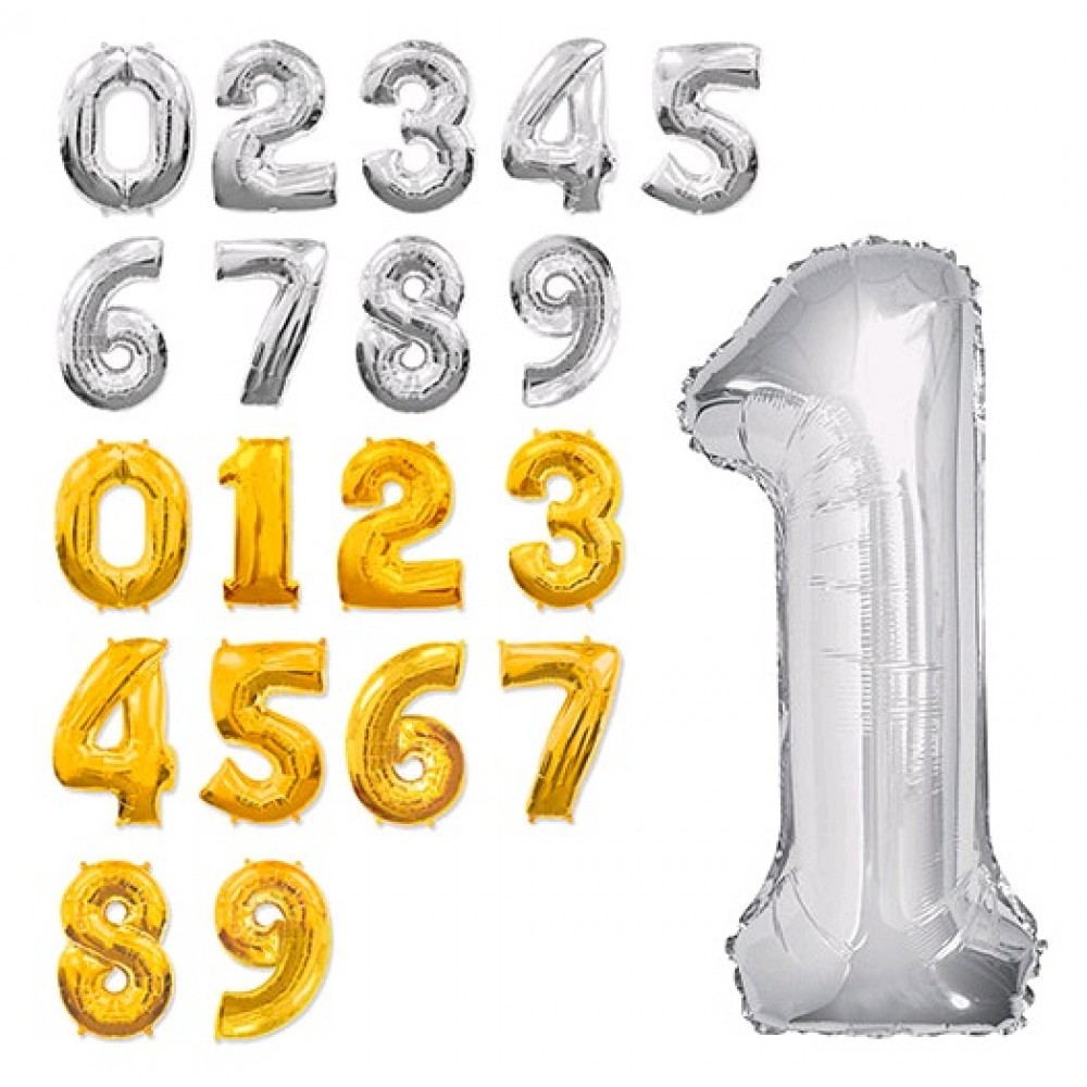Повітряні кульки фольговані MK 1347 30дюймов  цифри (0-9)  2 кольори