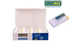 Гумка BUROMAX 1122 (80шт в картонній упаковці) вініл (PVC)  супер-м'які з захисним тримачем