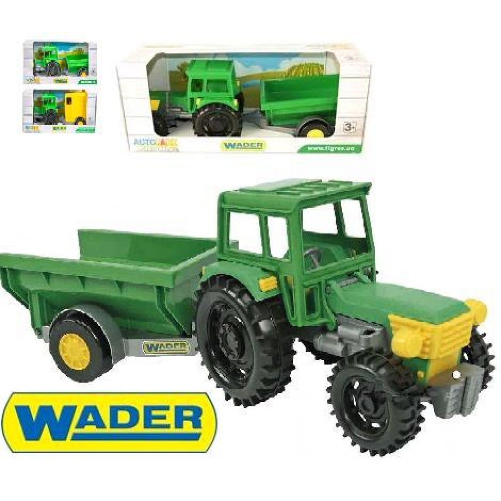 Трактор Фермер з причепом в коробці 39348(Wader)