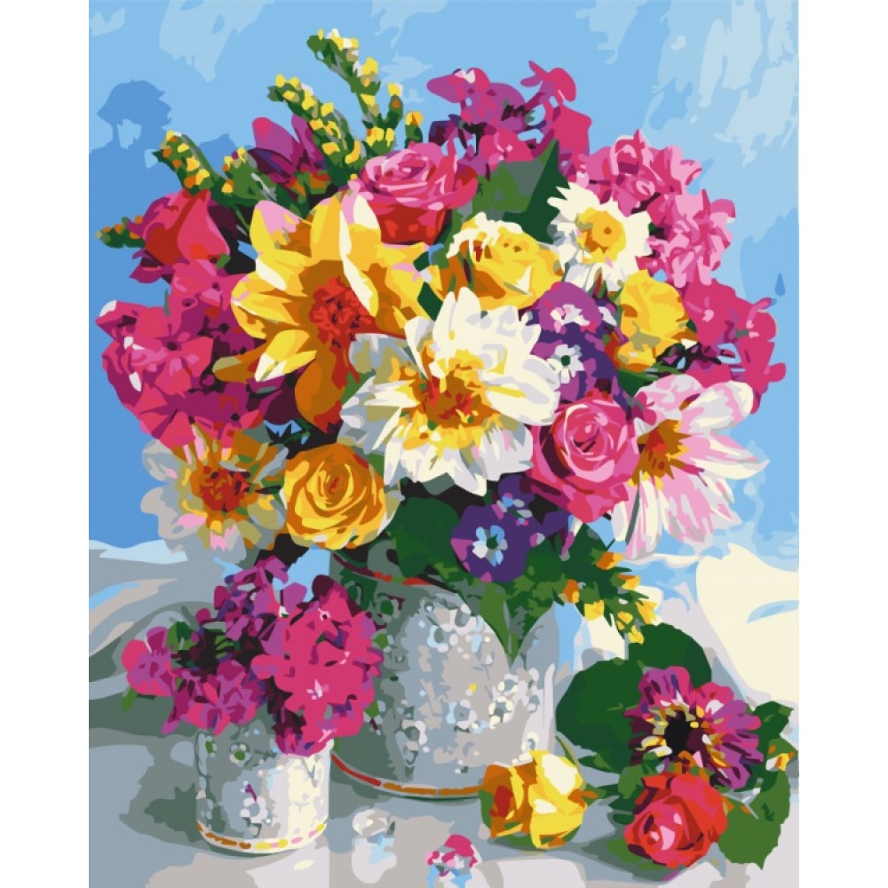 Картина по номерах  Квіткова веселка  12114-AC 40*50 см  2 пензл.+31 акрил.фарб  5 рів.скл