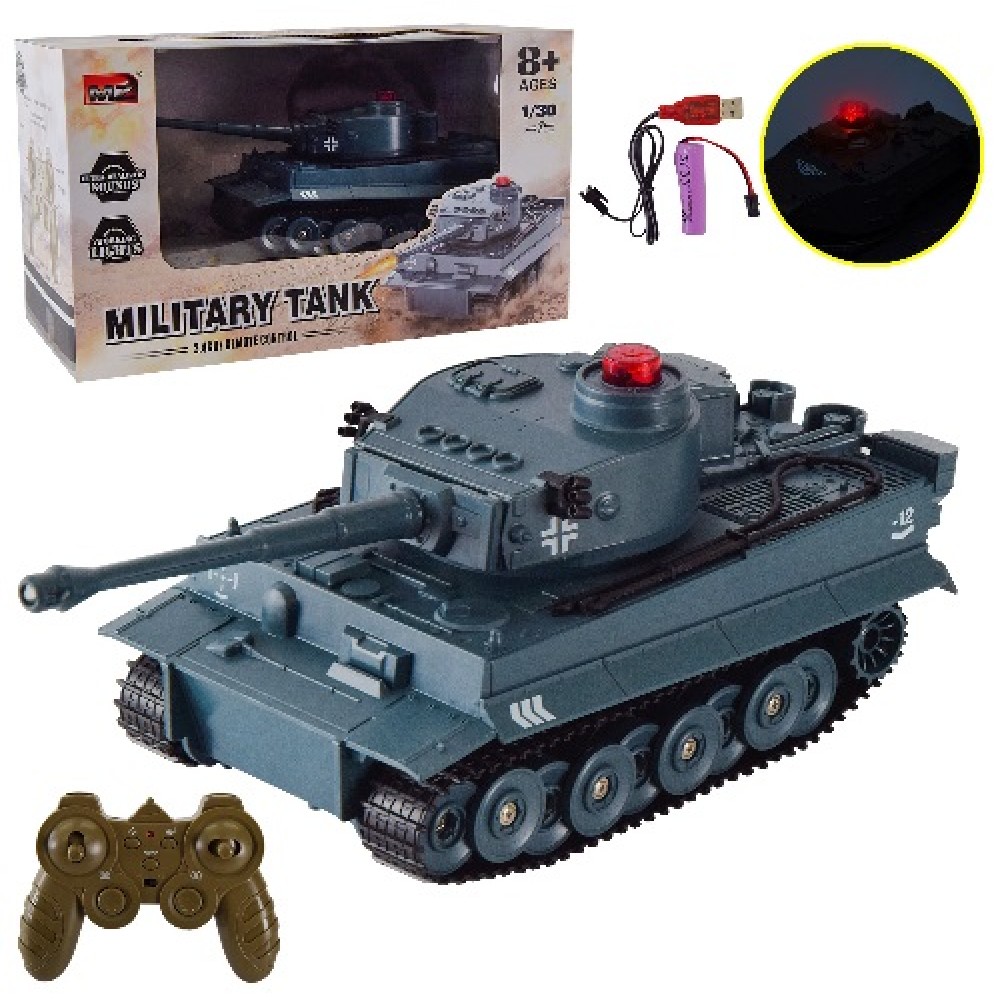 Танк на радіокеруванні MZ 32299 (макет 1:30)  акам.  світ.  в коробці 35*18*20 5 см