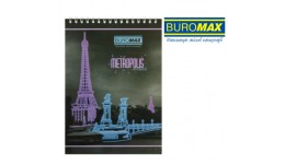 Блокнот А5 BUROMAX 48арк. 24545101-07 клітинка  верхня спіраль  METROPOLIS  фіолетовий (1/10)