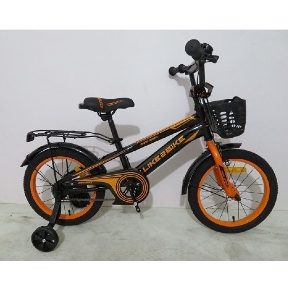 Велосипед 2-х колісний 16 241606 Like2bike Dark Rider Чорно-помаранчевий ручне гальмо кошик