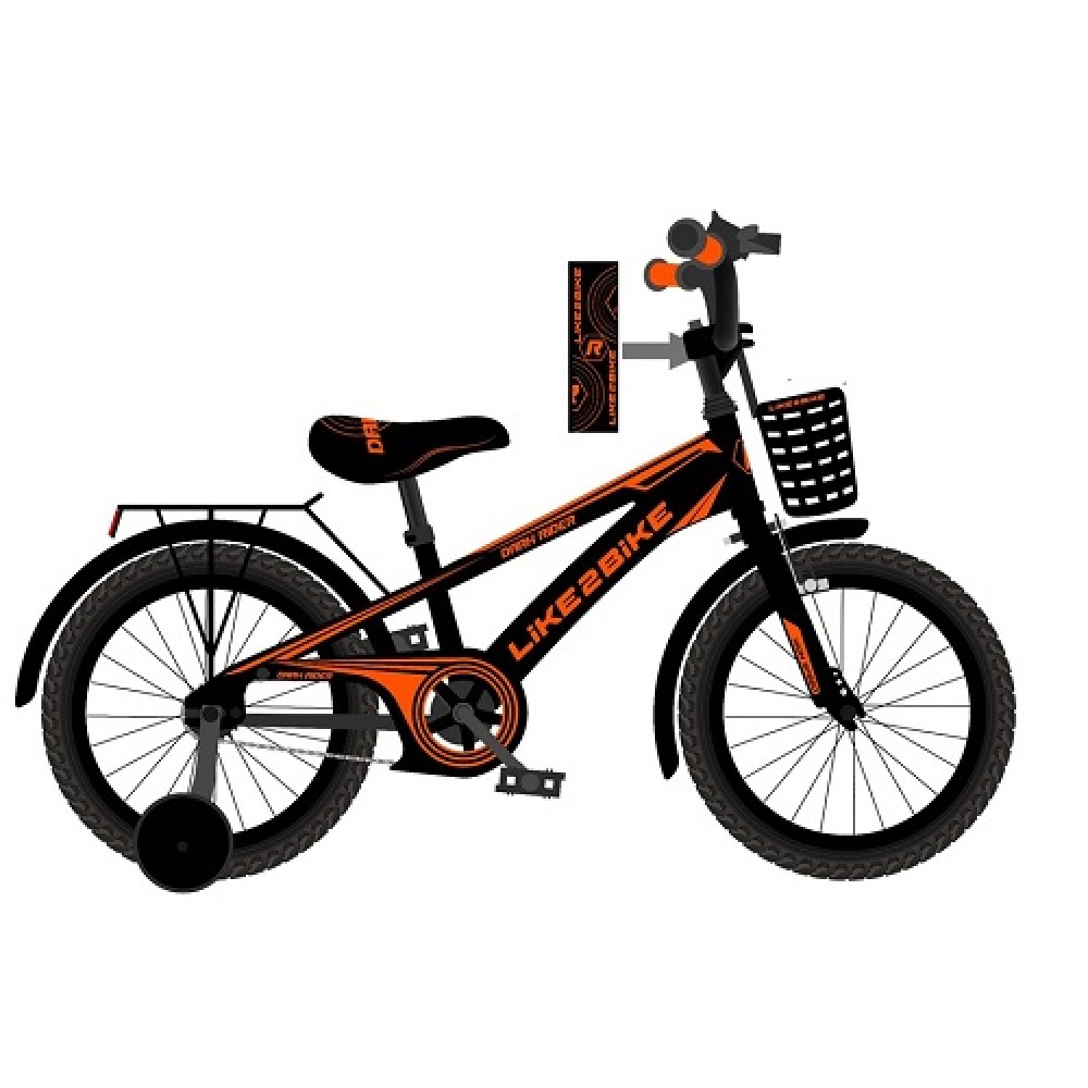 Велосипед 2-х колісний 18 241806 Like2bike Dark Rider Чорно-помаранчевий ручне гальмо кошик