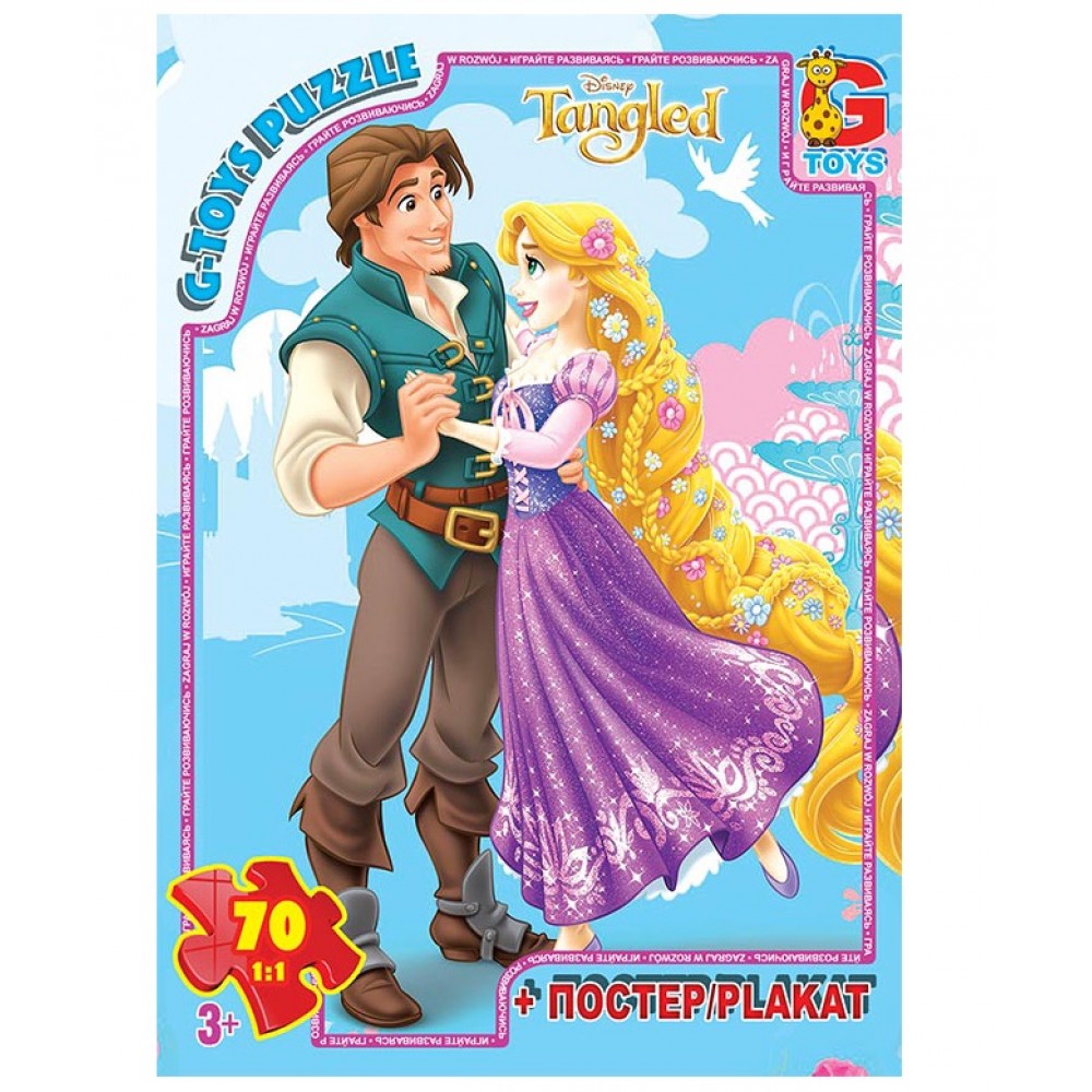 Пазли G-Toys   70 елем Рапунцель 014 19х13х3 см  в коробці+плакат