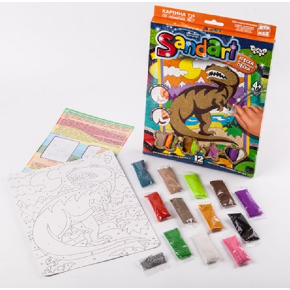Картина з піску та глітеру  Sandart 01-08 Динозавр 2 ТМ Dankotoys