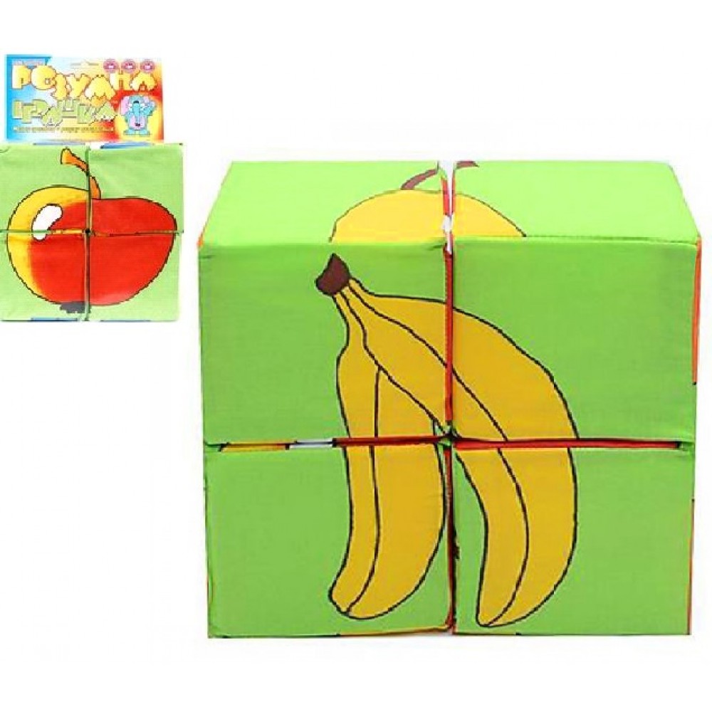 Кубики тканина 4 в 1  Збери картинку  Фрукти   ТМ Розумна іграшка