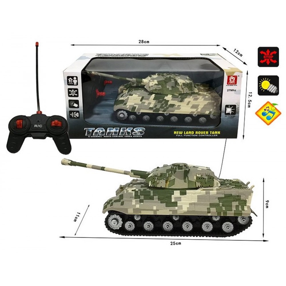 Танк на радіокеруванні AKX527-7 батар.  світ.  звук  короб 25*11*9см
