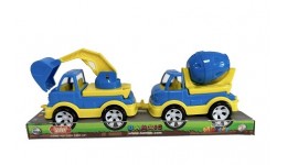 Набір бетонозмішувач екскаватор  Mini Matiki   002/9  (13 5 см) на планшеті р.27*7*9см Бамсік