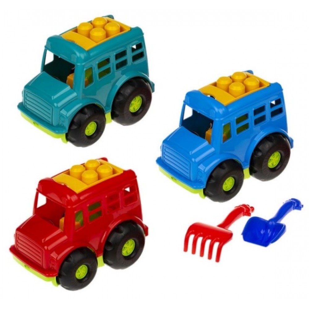 Автобус  Бусик 1+лопатка  граблі  ТМ COLOR plast арт.0084
