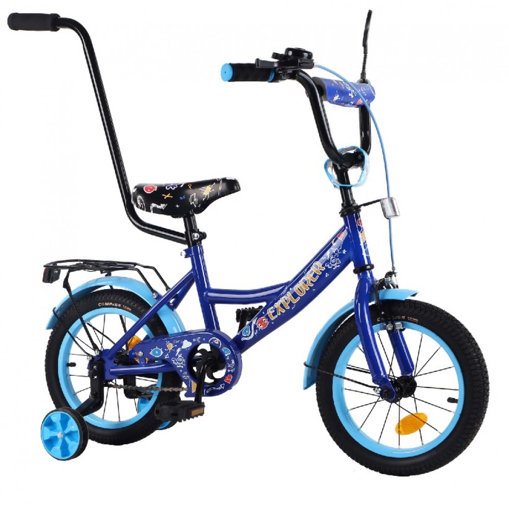 Велосипед  2-х колісний 14 EXPLORER T-214113 Синій з блакитним з батьківською ручкою