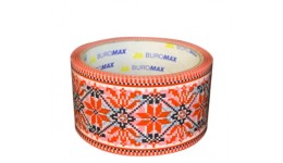 Клейка стрічка пакувальна (Скотч) BUROMAX 7007-69 48мм*35м  ВИШИВАНКА червона (6шт в уп)/72