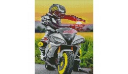 Картина діамантова STRATEG Мотоцикліст на заході сонця 30х40 см KB006 3 рів.скл. 30 кол.