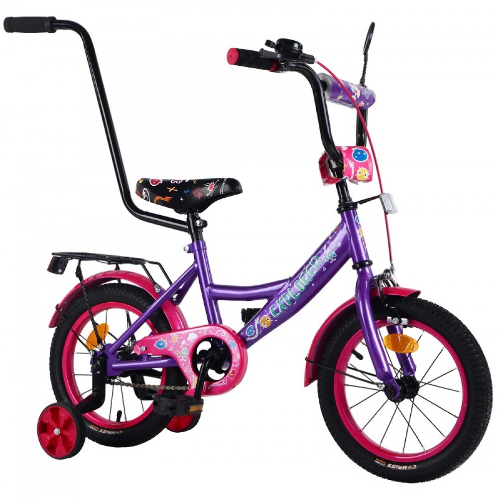 Велосипед  2-х колісний 14  EXPLORER T-214114 Фіолетовий з малиновим  з батьківською ручкою