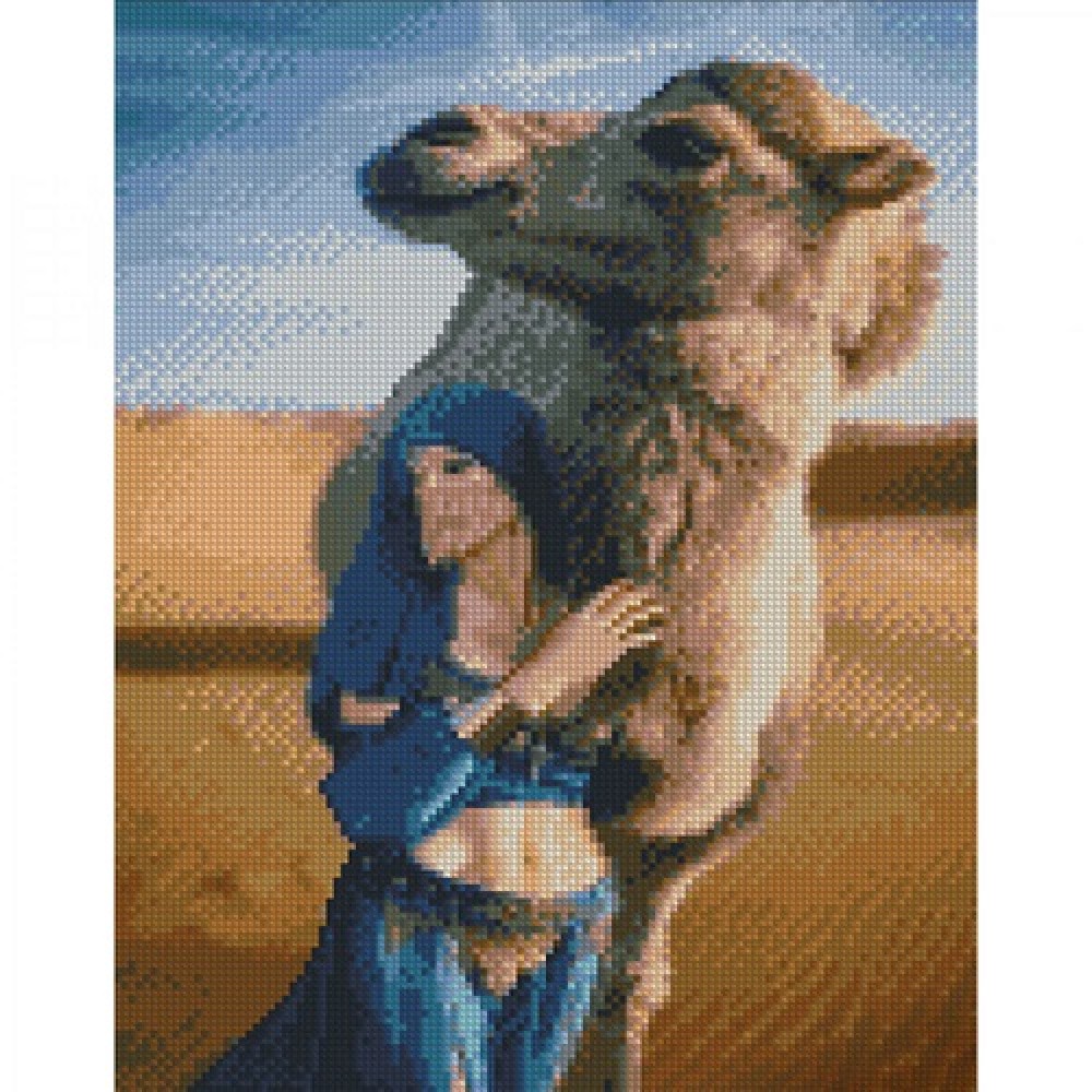 Картина діамантова STRATEG Верблюд у Сахарі 30х40 см (KB025) 3 рівень складності 29 кольорів