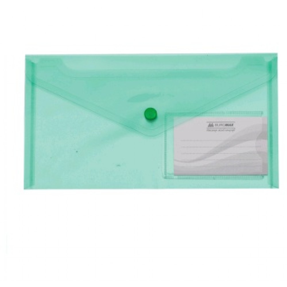 Папка-конверт BUROMAX 3938-04 DL на кнопці (240х130мм)TRAVEL зелена (6 шт. в упаковці)